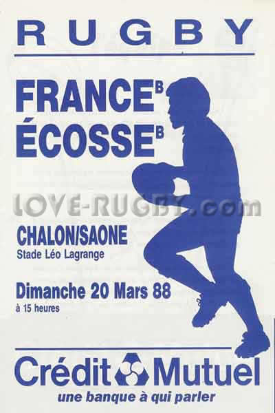 1988 France B v Scotland B  Rugby Programme
